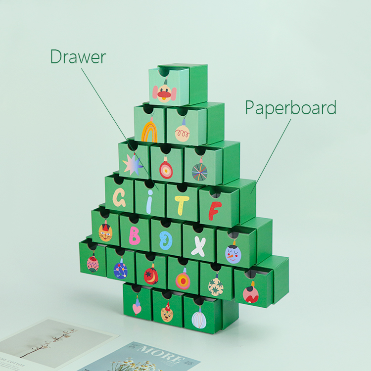 caja calendario árbol de navidad personalizada