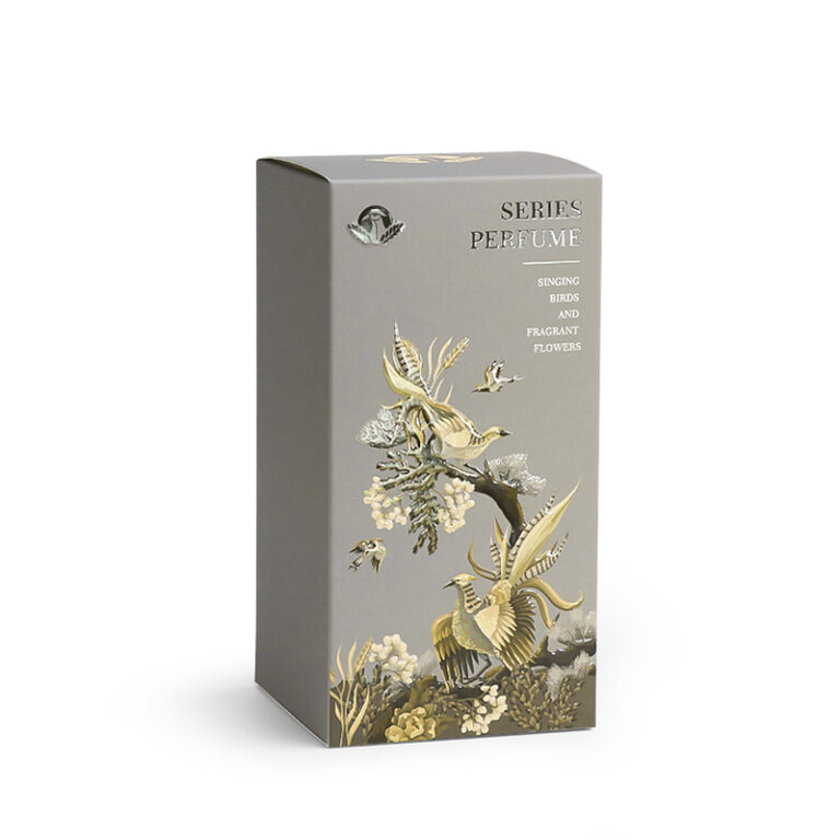 boîte à parfum personnalisée avec oiseau gaufré